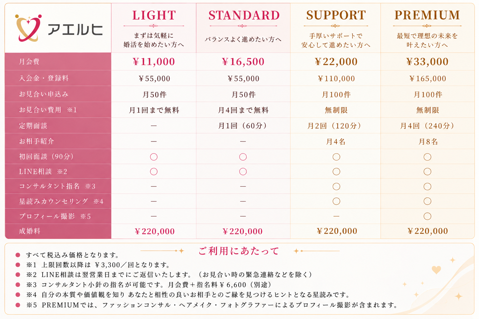 アエルヒ 料金プラン一覧